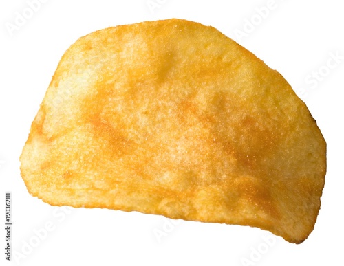 potato chips close-up on an isolated white background