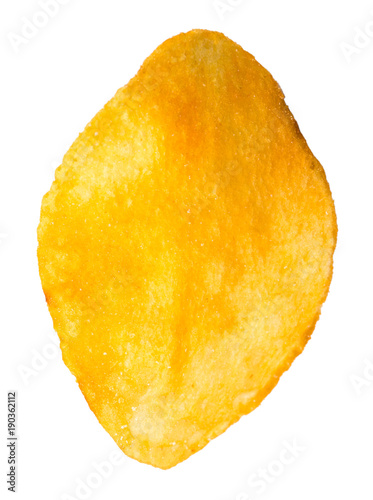 potato chips close-up on an isolated white background