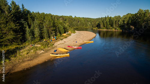 Obraz na płótnie Scenes from camp life while on the Noire River in Quebec, Canada. w salonie