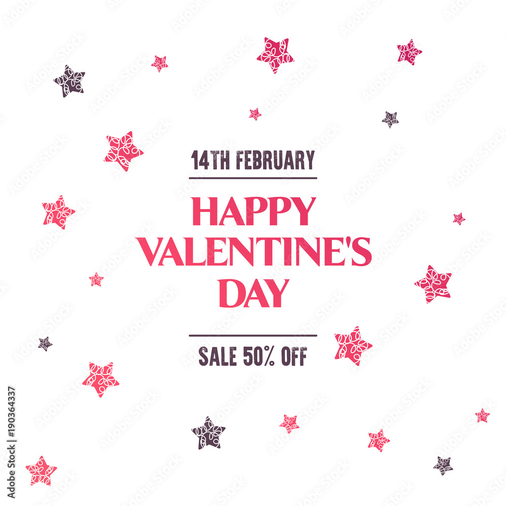 Sale 50 percent discount. illustration of valentine day 