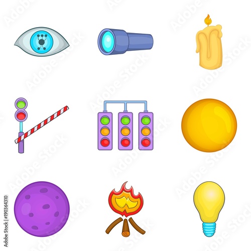 Brighten icons set, cartoon style