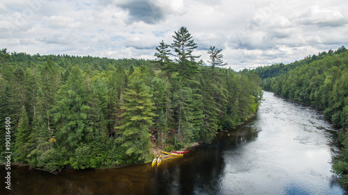Obraz na płótnie Scenes from camp life while on the Noire River in Quebec, Canada. w salonie