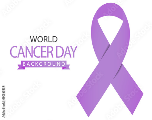 Lavender ribbon awareness.World cancer day background. Vector illustration