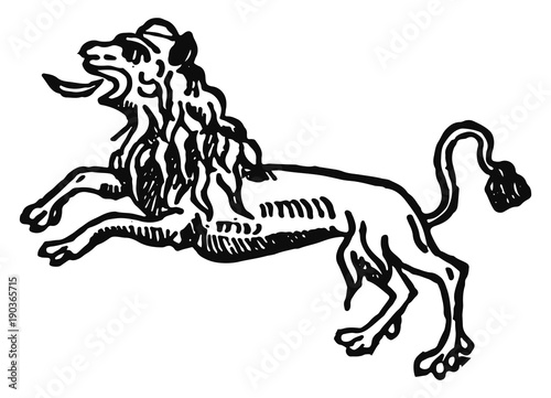 Löwe Wappen Zeichnung - Lion emblem drawing © endstern