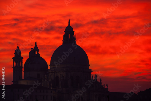 Venice red blood sky sunset with domes