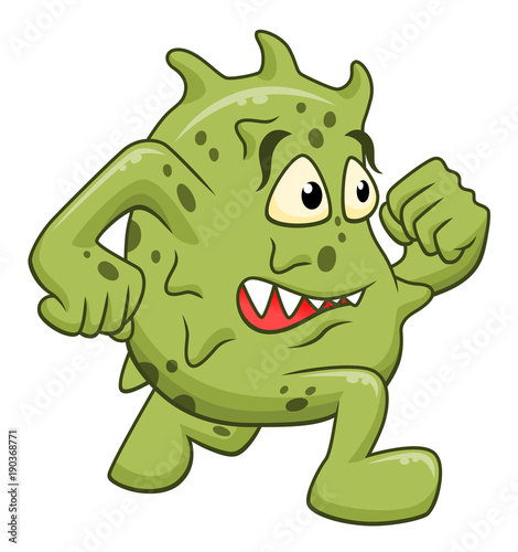 Cartoon running microbe
