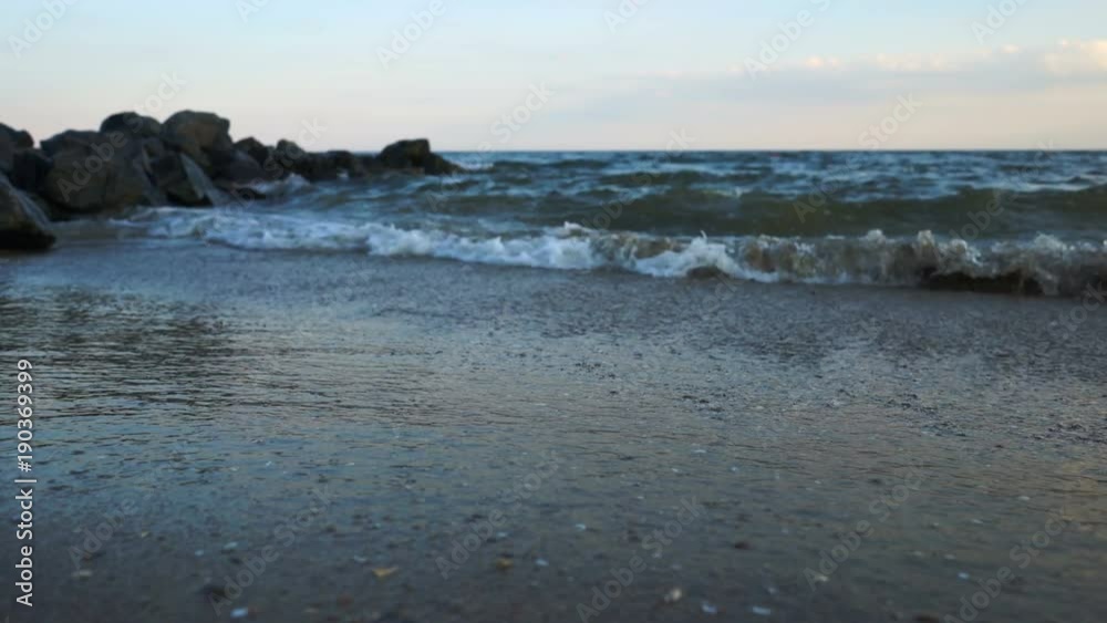 Sea Waves over Sand Beach Holiday Background Sea Waves over Sand Beach Holiday Background