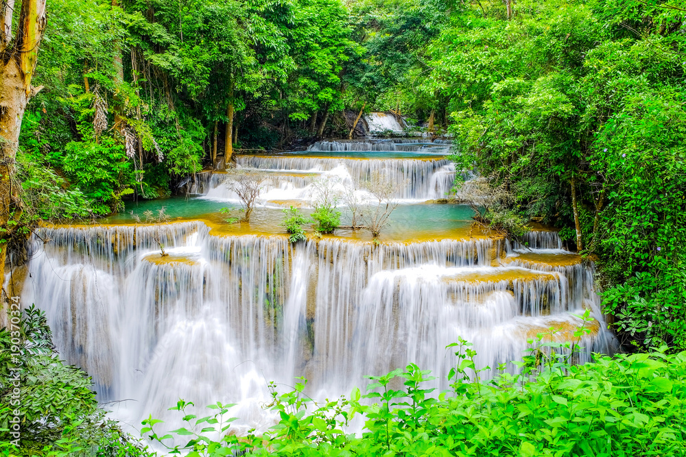 Huai Mae Khamin Waterfall on winter season, Huai Mae Khamin Waterfall Natural attractions. National Park on the Lake, Srinakarin Dam, Kanchanaburi, Thailand Huai Mae Khamin Waterfall on winter season, Huai Mae Khamin Waterfall Natural attractions. National Park on the Lake, Srinakarin Dam, Kanchanaburi, Thailand
