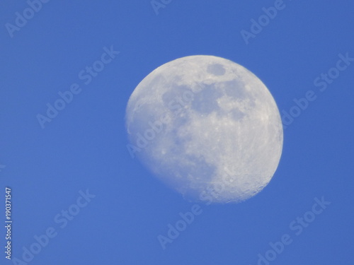 Luna, el único satélite natural de la Tierra vista en un dia claro