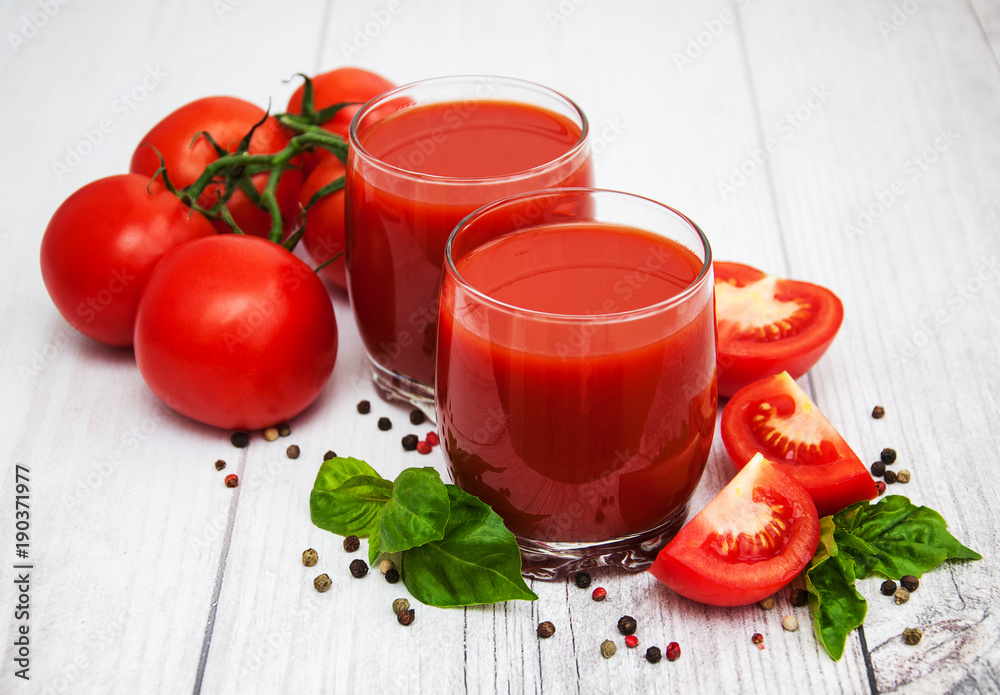 Glasses with tomato juice Glasses with tomato juice