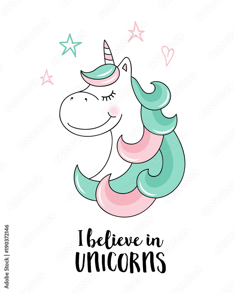 Believe in unicorns. Vector unicorn quote illustration Believe in unicorns. Vector unicorn quote illustration