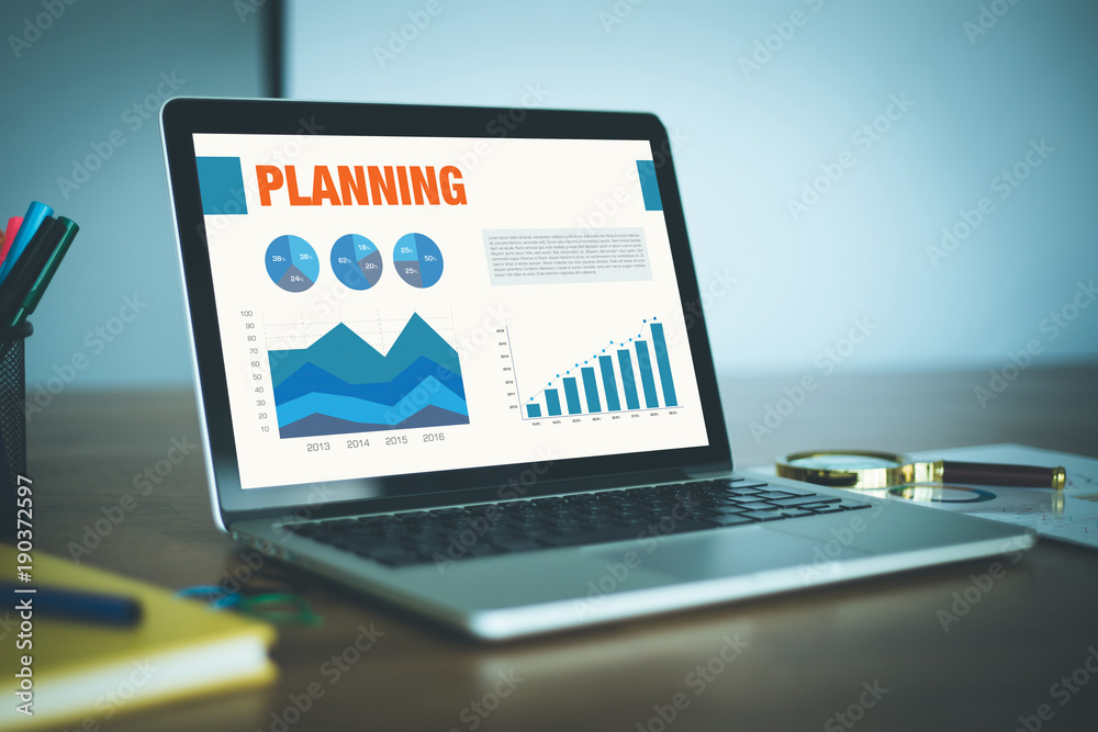 Business Graphs and Charts Concept with PLANNING word Business Graphs and Charts Concept with PLANNING word