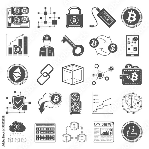Black Icons - Cryptocurrency Mining