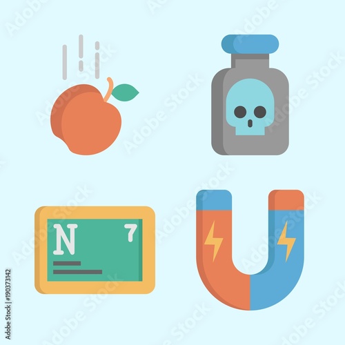 Icons about Science with nitrogen, magnet, poison and gravity