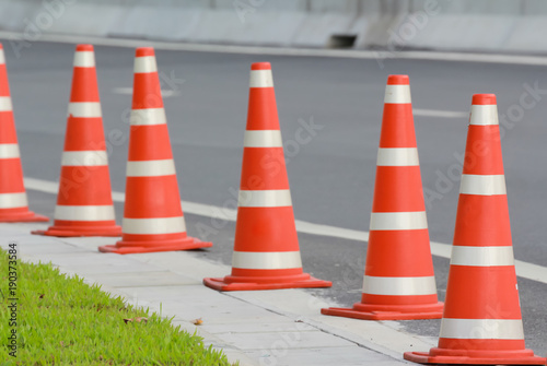bright orange traffic cones