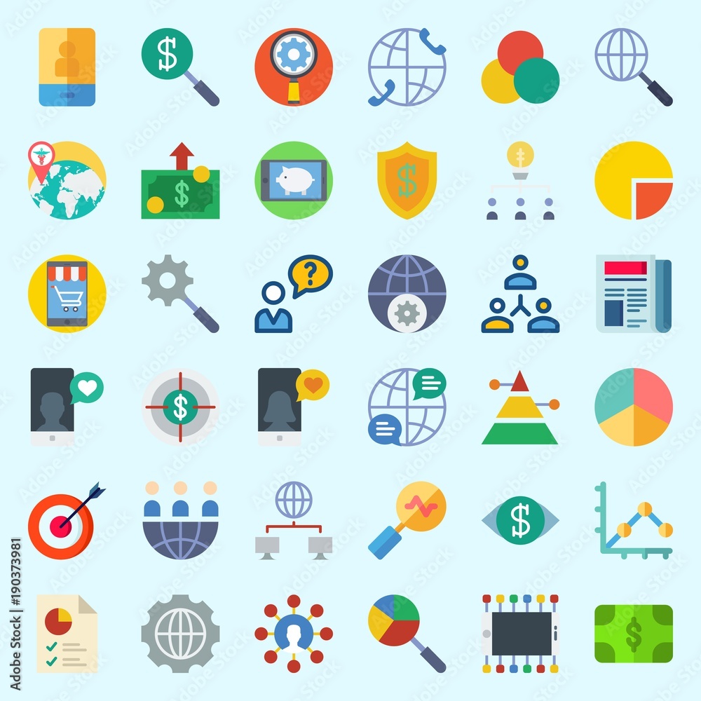 Icons about Marketing with smartphone, settings, vision, shield, rgb and user Icons about Marketing with smartphone, settings, vision, shield, rgb and user