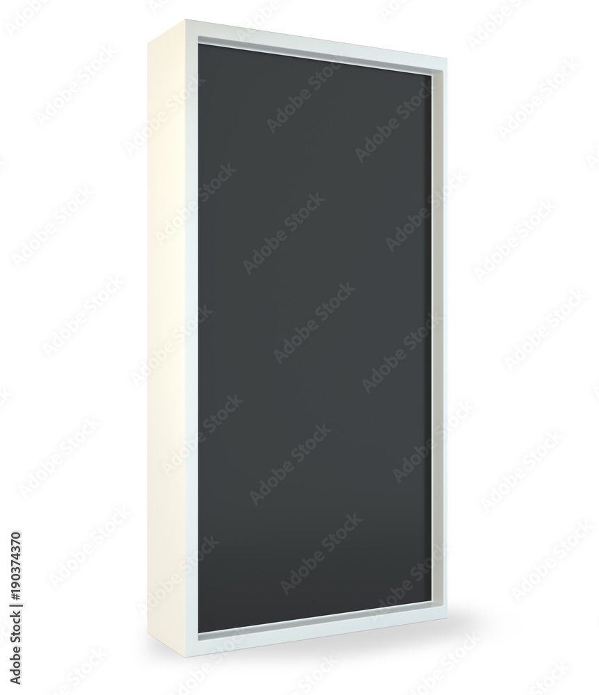 Advertising stand banner. 3d Illustration. Advertising display terminal stand. Isolated on white background. Advertising stand banner. 3d Illustration. Advertising display terminal stand. Isolated on white background.