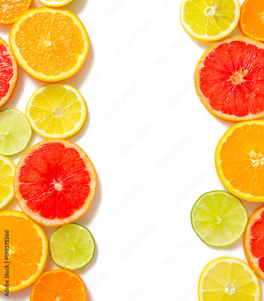 citrus fruit slices isolated on white citrus fruit slices isolated on white
