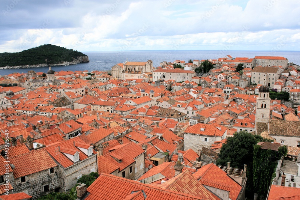 view over the rooftops in Dubrovnik, Croatia