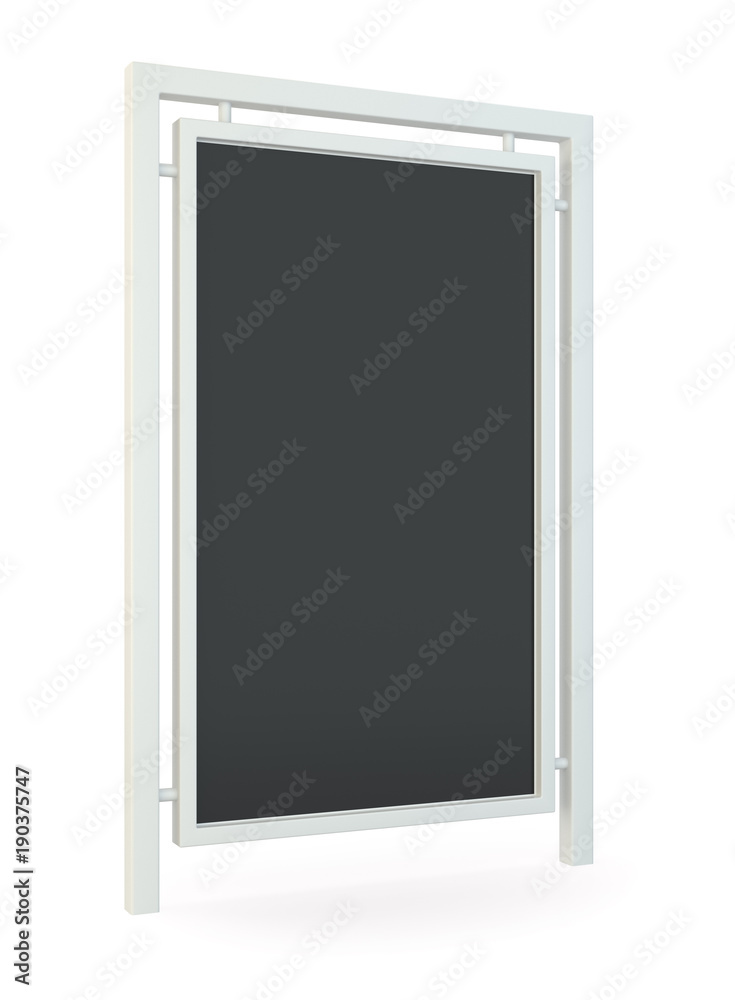 Outdoor blank advertising stand for street. 3d rendering. Isolated on white background Outdoor blank advertising stand for street. 3d rendering. Isolated on white background