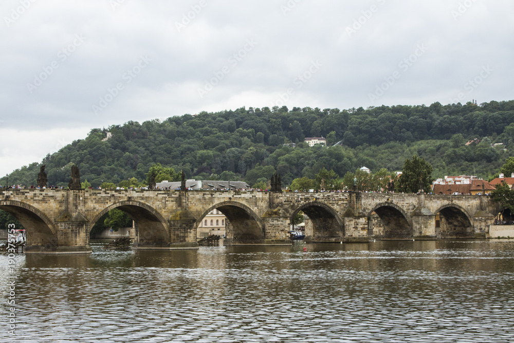 Fototapeta premium View of Charles Bridge in Prague. Czech Republic