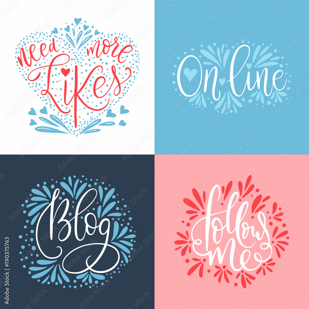 Social media lettering set. Social media lettering set.