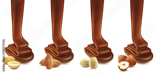 chocolate design with peanut, hazelnut, pistachio, almond 