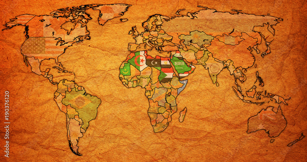 Arab League organization territory on world map
