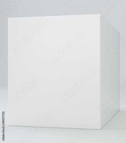 Blank white cube on white background. 3d illustration. © mirexon