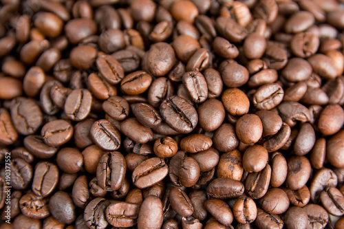 Roasted Coffee Beans background  Brown coffee beans for can be used as a background