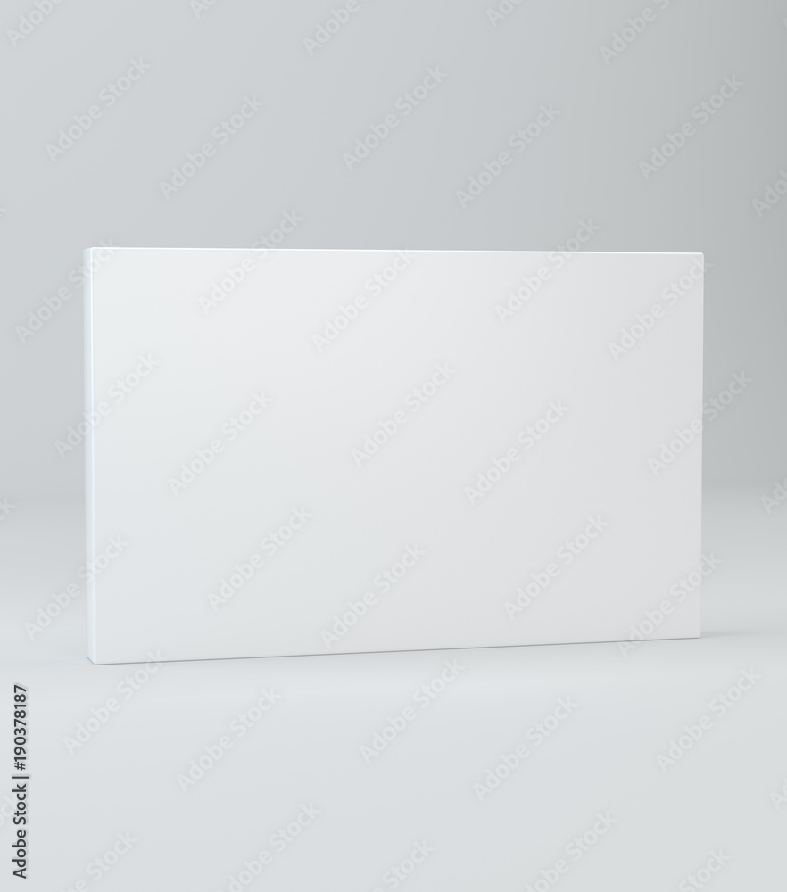 White realistic rectangle box package mockup with shadow for your design. Blank rectangular container or cardboard template for cosmetic, medicine, software, appliance products. 3d illustration White realistic rectangle box package mockup with shadow for your design. Blank rectangular container or cardboard template for cosmetic, medicine, software, appliance products. 3d illustration