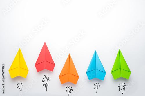 paper plane on white background, Business competition concept.