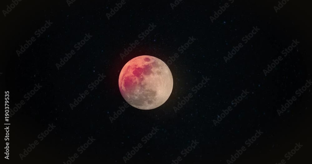 A real time shot of a full blood moon on a clear night. Simulation. A real time shot of a full blood moon on a clear night. Simulation.
