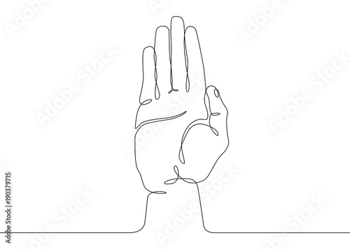 continuous line drawing Palm open gesture