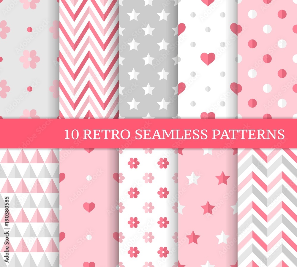 Ten different seamless patterns. Ten different seamless patterns.