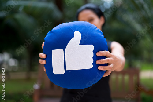 Woman Showing Thumbs Up Pillow