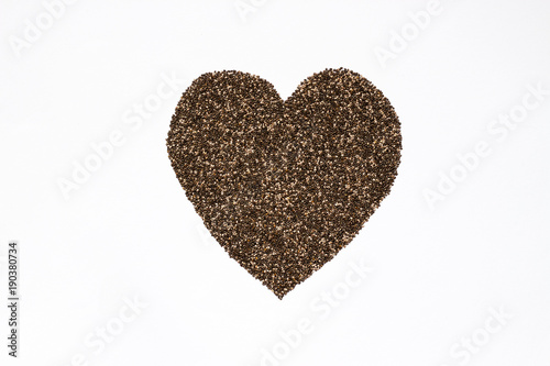 Shape of heart from Chia seeds. Super food.