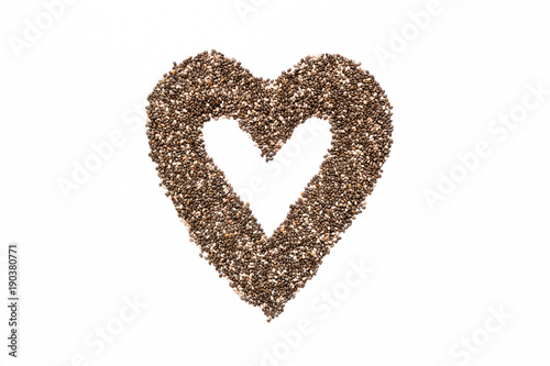 Heart frame from Chia seeds. Super food.
