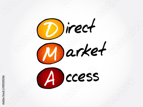 DMA - Direct Market Access acronym, business concept background
