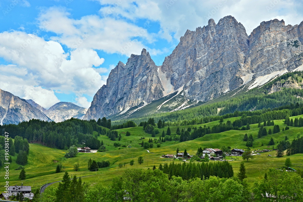 Italian Dolomites -view on the mountains from Cianderies