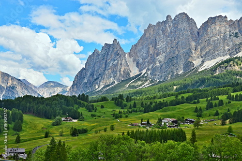 Italian Dolomites -view on the mountains from Cianderies photo