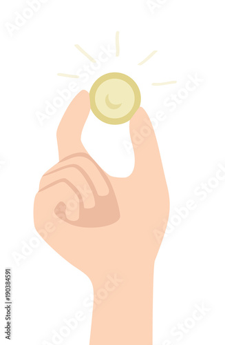 Hand holding yellow condom with fingers. Safe sex concept. Isolated vector illustration