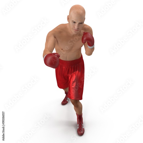 Male boxer on white. 3D illustration © 2dmolier