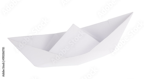 light paper origami boat isolated on white