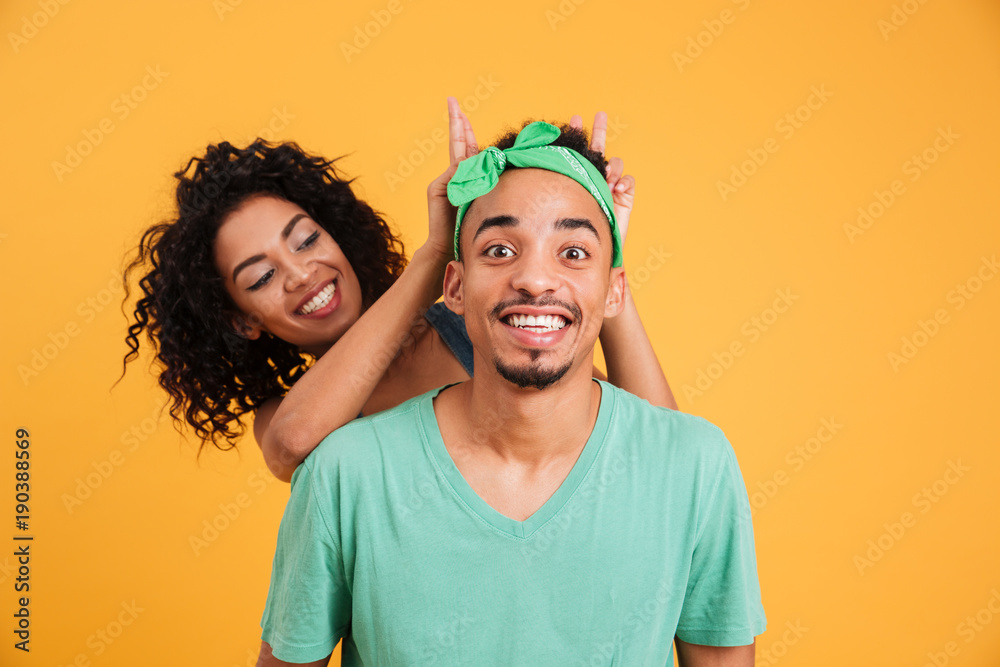 Portrait of a cheerful young african couple