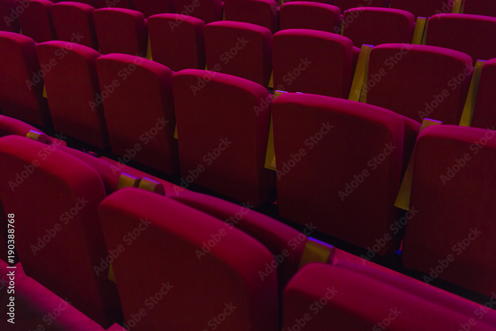 Obraz premium Red seats in cinema, theater, concert hall.