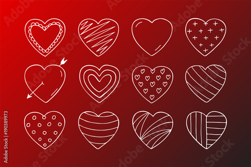 Happy valentines day background with creative doodle hearts.Poster, card, flyers, cover, template
