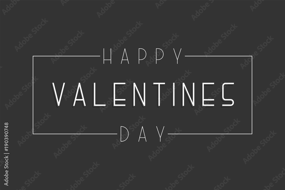 Fototapeta premium Happy valentines day background - vector minimalistic design. Creative thin text