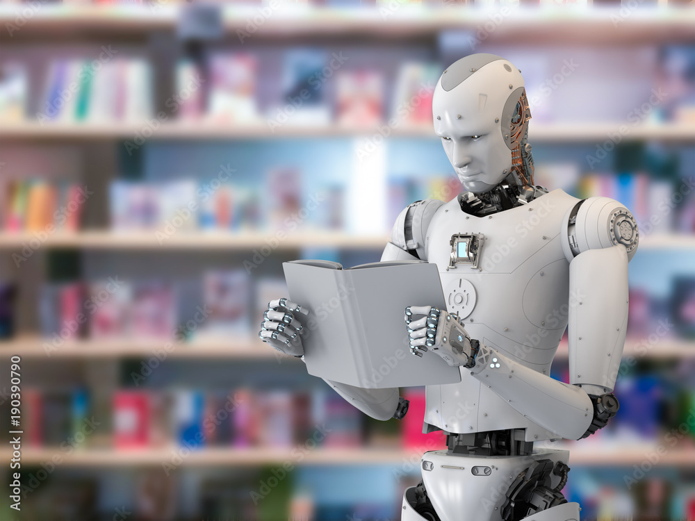 robot reading book robot reading book