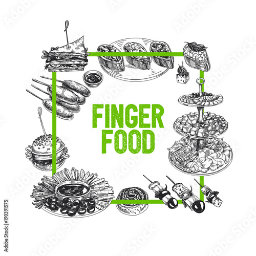 2692463 Beautiful vector hand drawn finger foods Illustration.